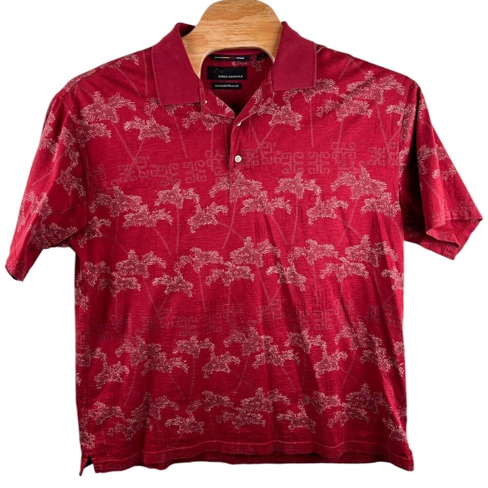 Greg Norman 100% Cotton 60/2 Double Mercerized Polo Shirt Men's Red Size Large
